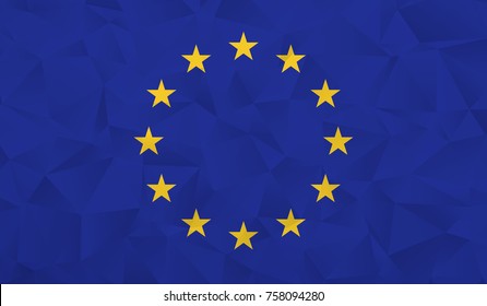 European union flag -  geometric rumpled triangular low poly style gradient graphic, polygonal design for your. Vector illustration eps 10.