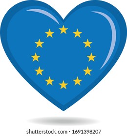 European Union flag in heart shape vector illustration