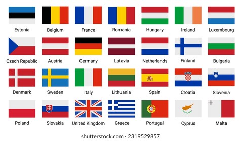 European union flag icon. Germany Austria Belgium Poland european nation world union EU flags symbol