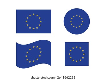 European Union Flag Icon – Official National Flag of European Union in Flat Vector Style with Standard Colors and Proportions.

