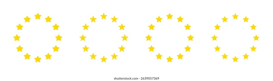 European Union flag icon with twelve yellow stars forming a circle. European organization logo star circle