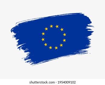 European Union flag made in textured brush stroke. Patriotic country flag on white background