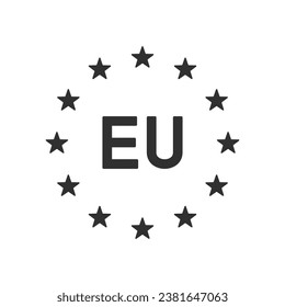 European union flag. Monochrome. Circle ring of stars over white background. EU symbol. Vector illustration EPS 10.
