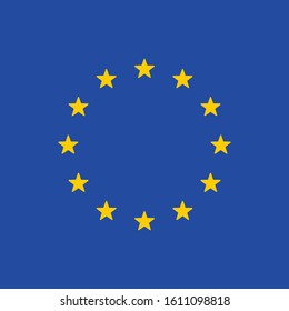 European union flag. Official colors correctly. Circle ring of yellow gold stars over dark blue background. EU symbol. Vector illustration EPS 10.