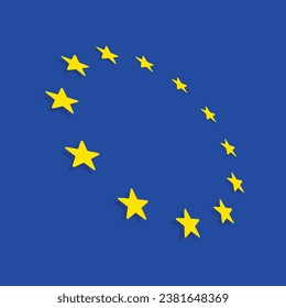 European union flag. Official colors correctly. Circle ring of yellow gold stars over dark blue background. EU symbol. Vector illustration EPS 10.