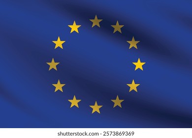 European Union flag official colors and proportion digital vector illustration. Pleated flag.