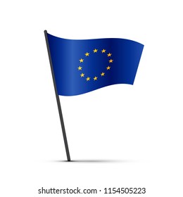 European union flag on pole, infographic element isolated on white