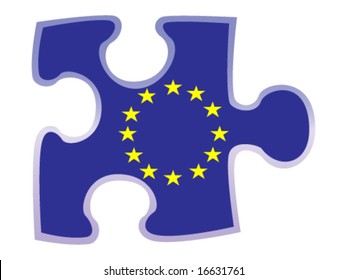 European union flag on puzzle piece