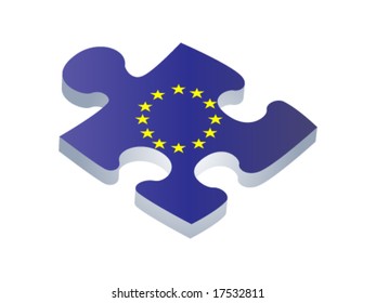 European union flag on puzzle piece