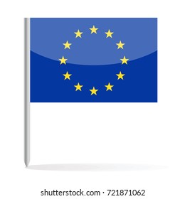 European Union Flag Pin Vector Icon - Illustration