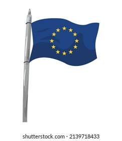 european union flag in pole