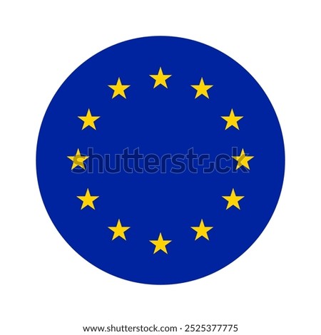 European union flag round blue color yellow stars icon