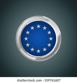 European Union flag with round frame, vector