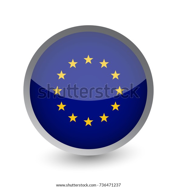 European Union Flag Round Glossy Icon Stock Vector (Royalty Free ...