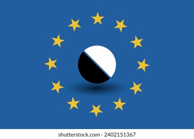European union flag shadow with a pill vector illustration.