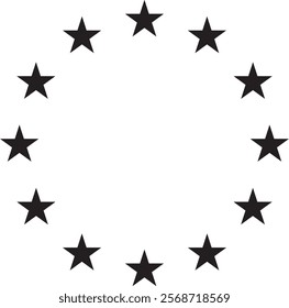 European Union Flag Stars Black and White.