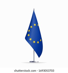 European Union flag state symbol isolated on national banner. Greeting card political and economic union of 27 member states that are located primarily in Europe. Illustration banner realistic EU flag