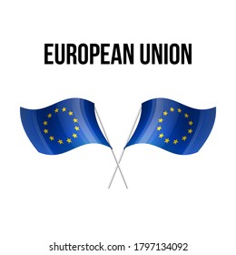 European Union flag state symbol isolated on national banner. Greeting card political and economic union of 27 member states that are located primarily in Europe. Illustration banner realistic EU flag