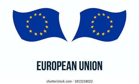 Symbol des Flaggenstaats der Europäischen Union einzeln auf nationaler Ebene. Grußkarte politische und wirtschaftliche Union von 27 Mitgliedsstaaten, die sich hauptsächlich in Europa befinden. Illustrationsbanner mit realistischer EU-Flagge