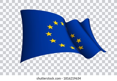 European Union flag state symbol isolated on national banner. Greeting card political and economic union of 27 member states that are located primarily in Europe. Illustration banner realistic EU flag