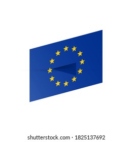 Symbol des Flaggenstaats der Europäischen Union einzeln auf nationaler Ebene. Grußkarte politische und wirtschaftliche Union von 27 Mitgliedsstaaten, die sich hauptsächlich in Europa befinden. Illustrationsbanner mit realistischer EU-Flagge