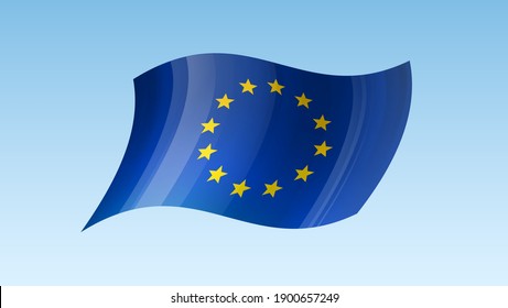 European Union flag state symbol isolated on national banner. Greeting card political and economic union of 27 member states that are located primarily in Europe. Illustration banner realistic EU flag