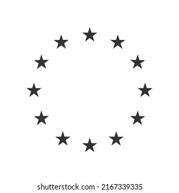 European Union flag symbol. Frame template from twelve stars. Sign isolated on white background. Vector illustration 