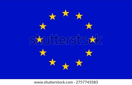 European Union flag, a symbol of unity and cooperation, featuring a circle of 12 golden stars on a blue background. Ideal for representing politics, international relations, and the EU.