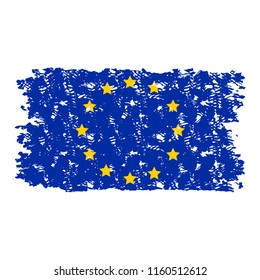 European Union flag texture grunge isolated on white background. Vector european flag, eu official symbol illustration