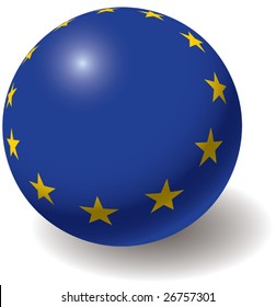 European union flag texture on ball. Design element. Isolated on white. Vector illustration.