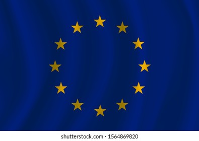 European union flag, three dimensional render, satin texture