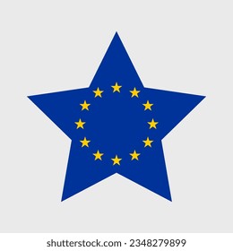 European Union flag vector icons set in the shape of heart, star and circle. EU flag illustration