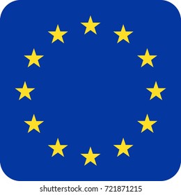 European Union Flag Vector Square Flat Icon - Illustration