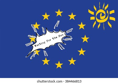 European Union - The Flag. Waiting for the Sun. Vector.