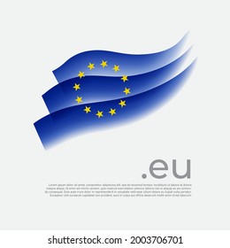 European union flag watercolor. Colored stripes EU flag on a white background. Vector stylized poster, banner, cover design with eu domain, place for text