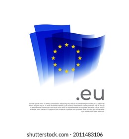 European union flag watercolor. Colored stripes EU flag on a white background. Vector stylized poster, banner, cover design with eu domain, place for text