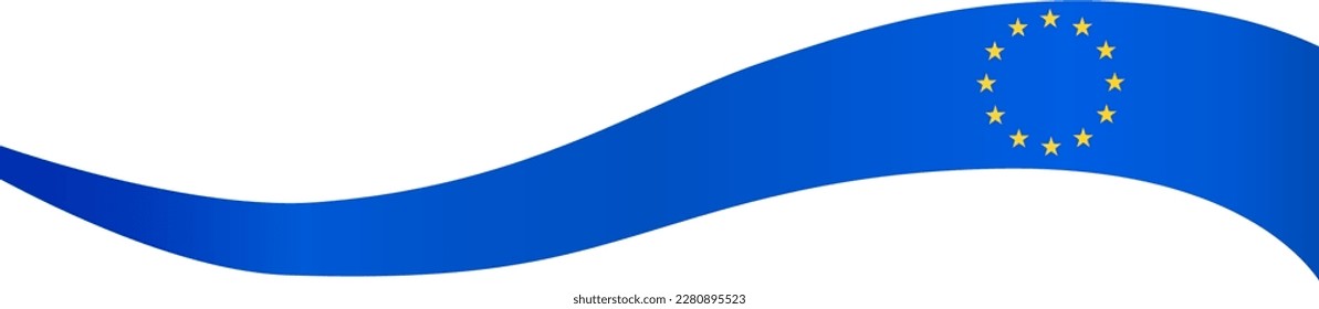 European union flag wave isolated on png or transparent background