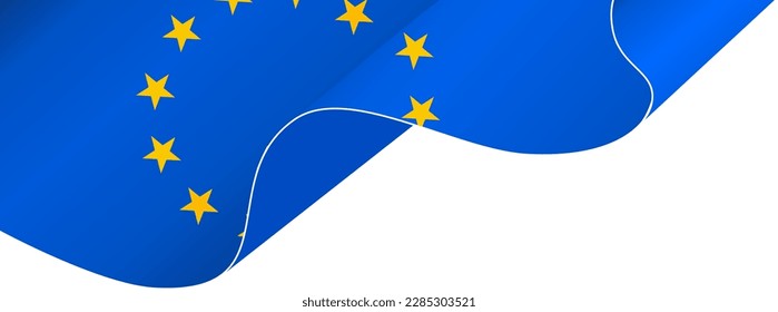 European union flag wave isolated on png or transparent background
