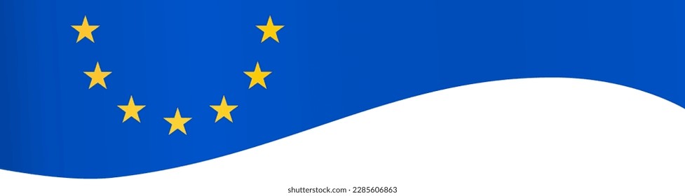 European union flag wave isolated on png or transparent background