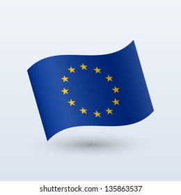 European Union flag waving form on gray background. Vector illustration.