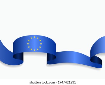 European Union flag wavy abstract background. Vector illustration.
