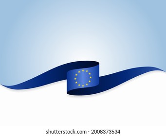 European Union flag wavy abstract background. Vector illustration.