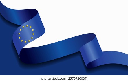 European Union flag wavy abstract background. Vector illustration.