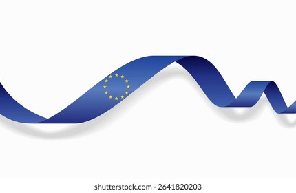 European Union flag wavy abstract background. Vector illustration.
