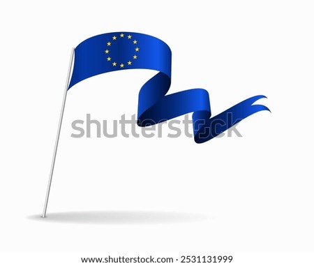 European Union flag wavy background layout. Vector illustration.
