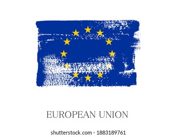 European Union flag.Grunge brush stroke flag of EU.