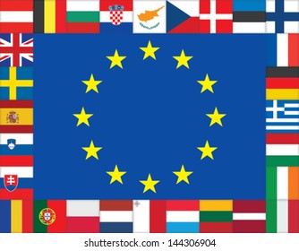 European Union flags icons frame
