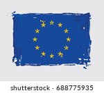 European Union Flat Flag - Vector Artistic Brush Strokes and Splashes. Grunge Illustration, all elements neatly on layers and groups. The JPEG has a clipping path for accurate background removal