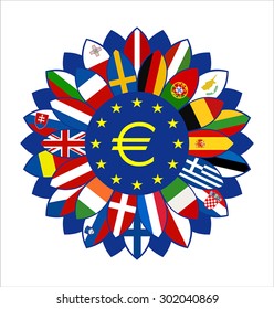 European Union flower. With the euro sign. 
