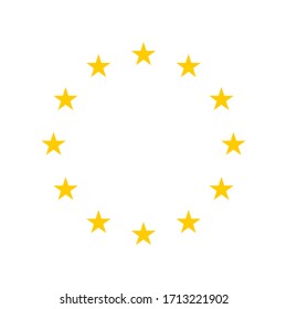 European union golden stars isolated on white background.